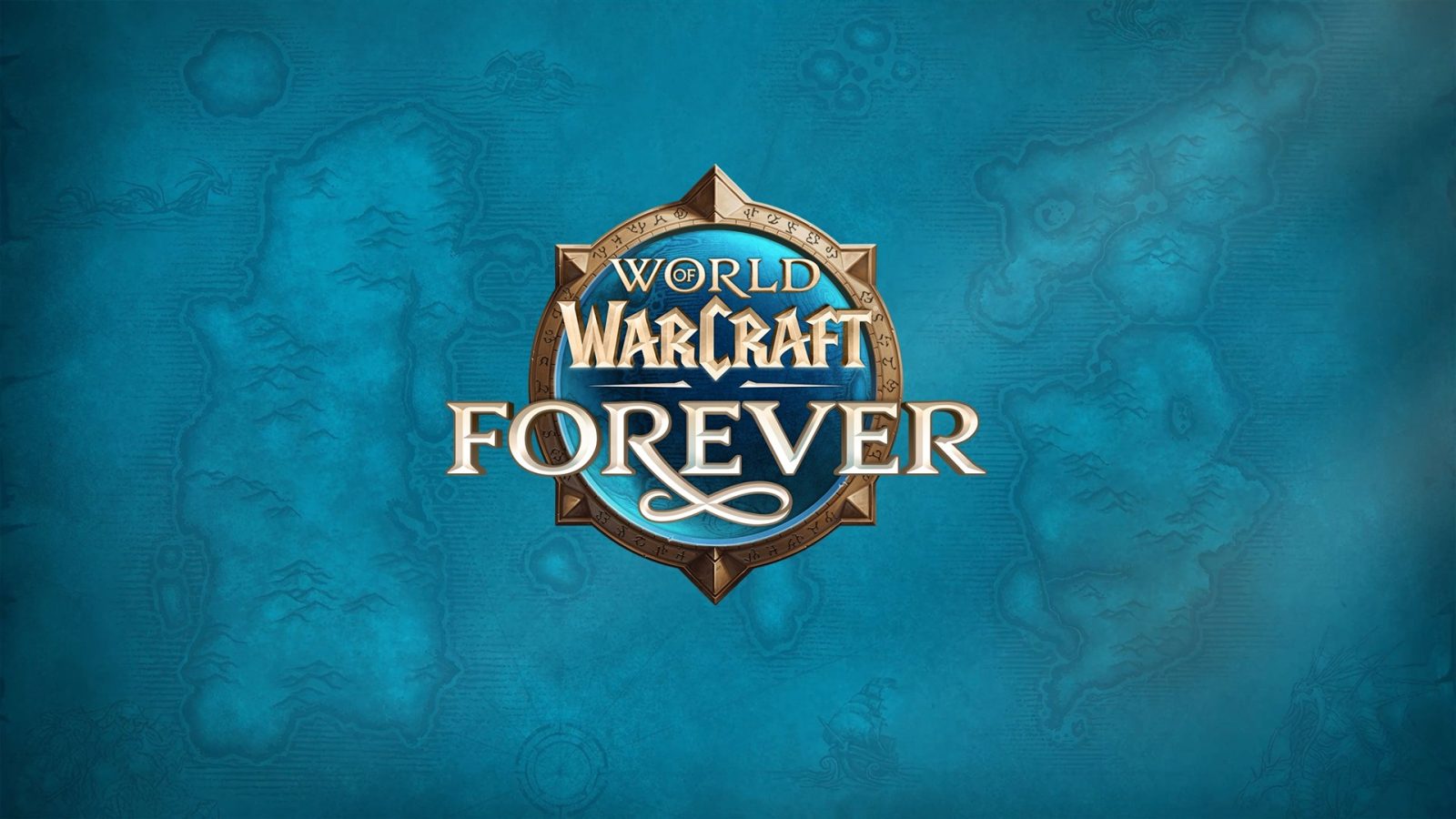 The World of Warcraft: Forever logo over a blue map of Azeroth