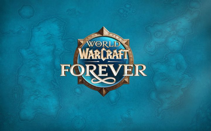The World of Warcraft: Forever logo over a blue map of Azeroth